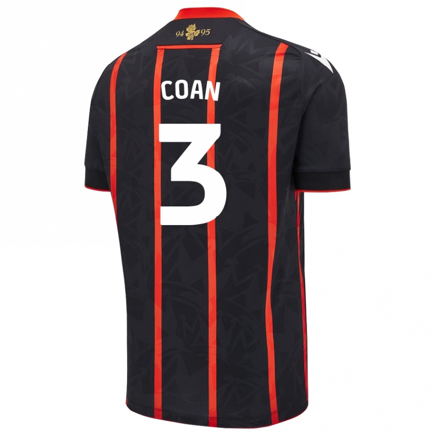 Niño Fútbol Camiseta Hannah Coan #3 Negro Rojo 2ª Equipación 2024/25