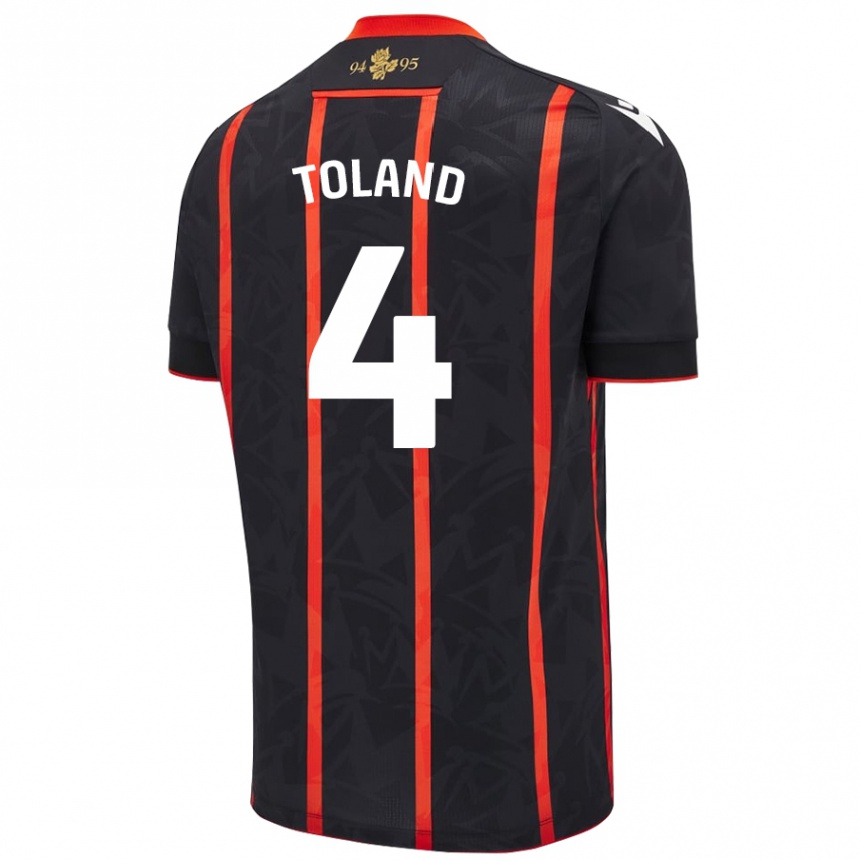 Niño Fútbol Camiseta Tyler Toland #4 Negro Rojo 2ª Equipación 2024/25