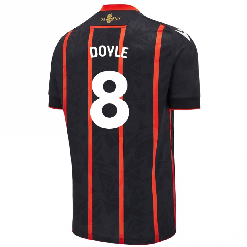 Niño Fútbol Camiseta Emma Doyle #8 Negro Rojo 2ª Equipación 2024/25