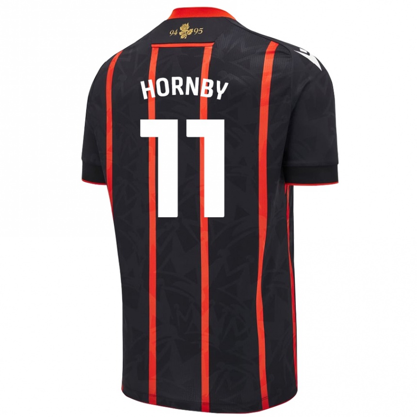 Niño Fútbol Camiseta Megan Hornby #11 Negro Rojo 2ª Equipación 2024/25