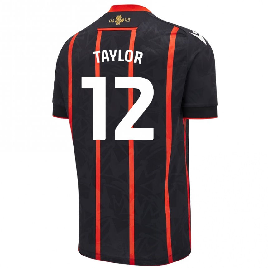 Niño Fútbol Camiseta Emma Taylor #12 Negro Rojo 2ª Equipación 2024/25