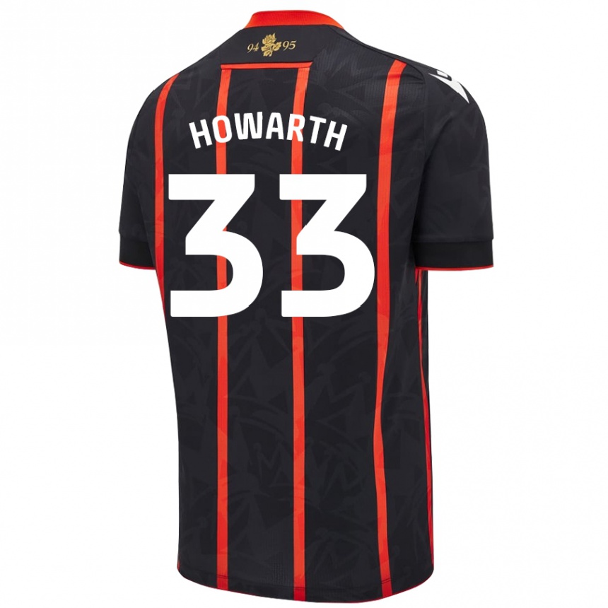 Niño Fútbol Camiseta Taylor Howarth #33 Negro Rojo 2ª Equipación 2024/25