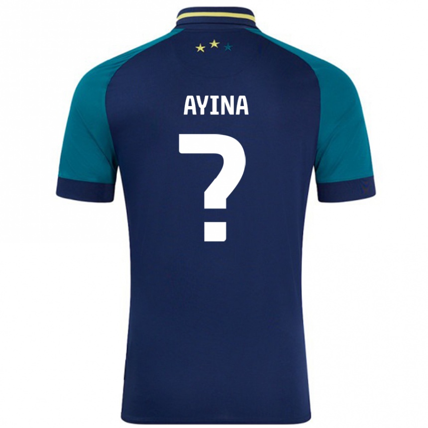 Niño Fútbol Camiseta Loick Ayina #0 Azul Marino Verde Oscuro 2ª Equipación 2024/25