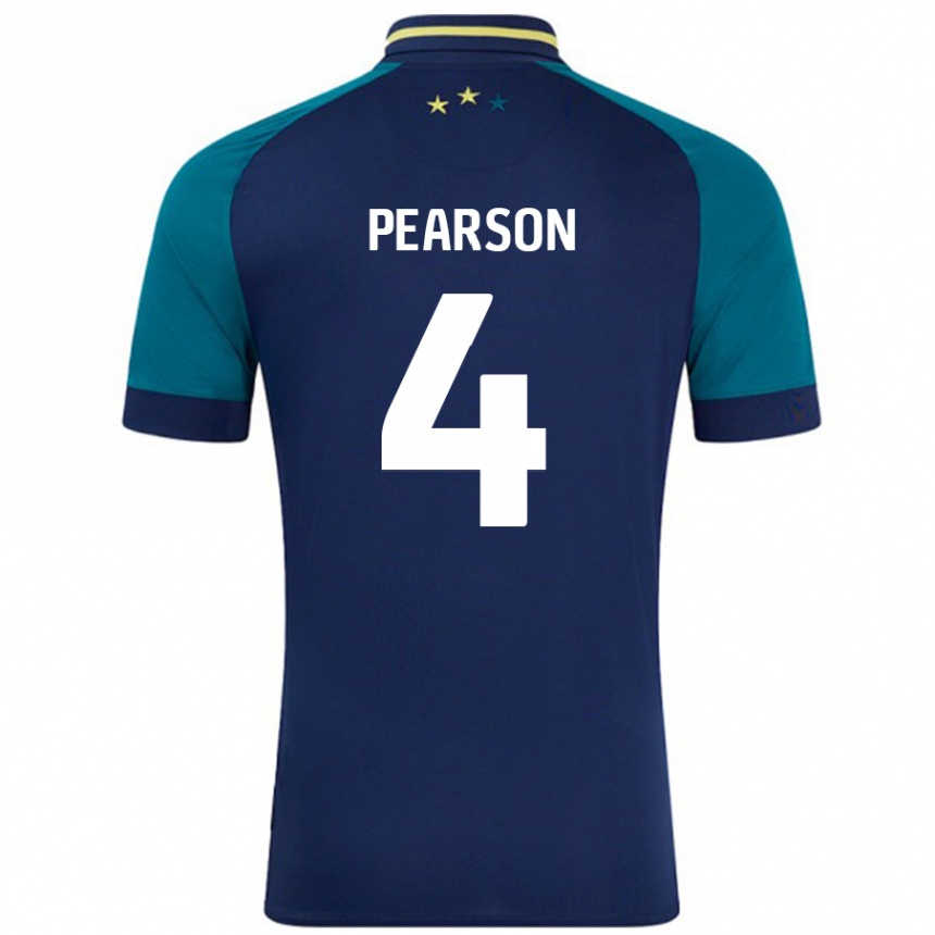 Niño Fútbol Camiseta Matty Pearson #4 Azul Marino Verde Oscuro 2ª Equipación 2024/25