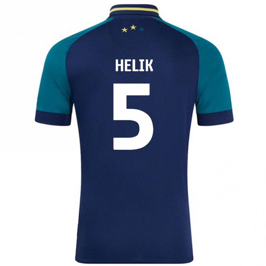 Niño Fútbol Camiseta Michal Helik #5 Azul Marino Verde Oscuro 2ª Equipación 2024/25