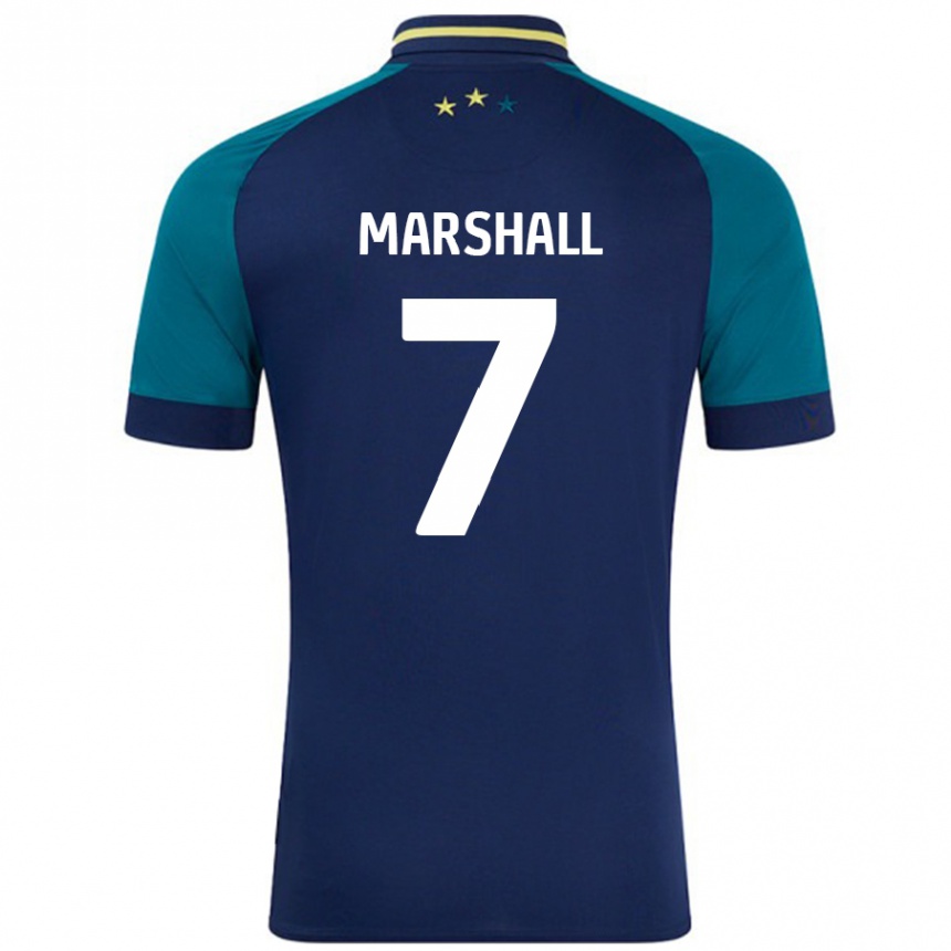 Niño Fútbol Camiseta Callum Marshall #7 Azul Marino Verde Oscuro 2ª Equipación 2024/25