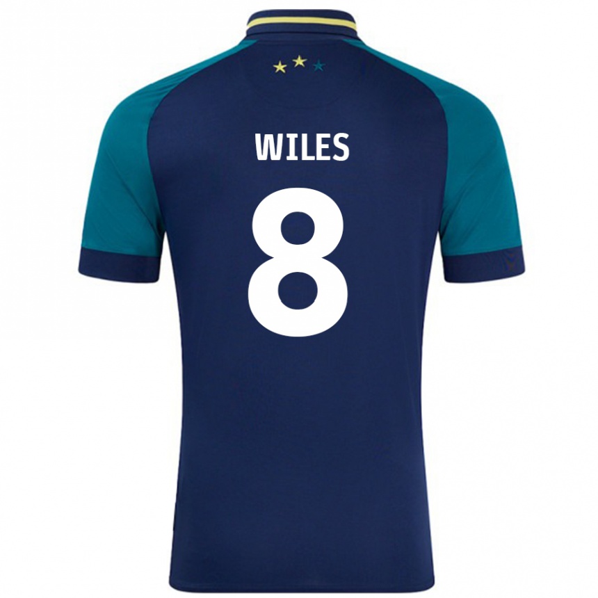 Niño Fútbol Camiseta Ben Wiles #8 Azul Marino Verde Oscuro 2ª Equipación 2024/25