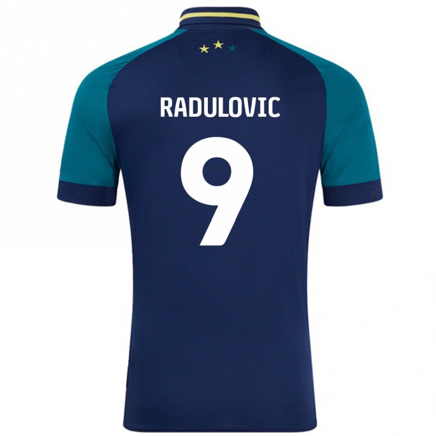 Niño Fútbol Camiseta Bojan Radulovic #9 Azul Marino Verde Oscuro 2ª Equipación 2024/25