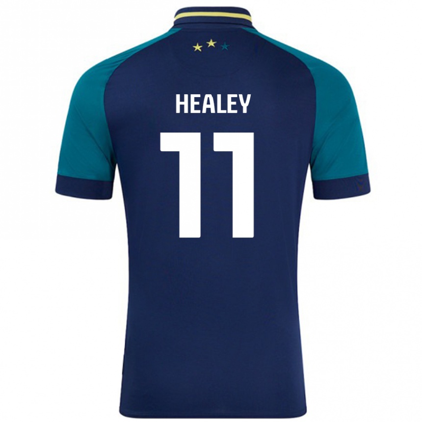 Niño Fútbol Camiseta Rhys Healey #11 Azul Marino Verde Oscuro 2ª Equipación 2024/25