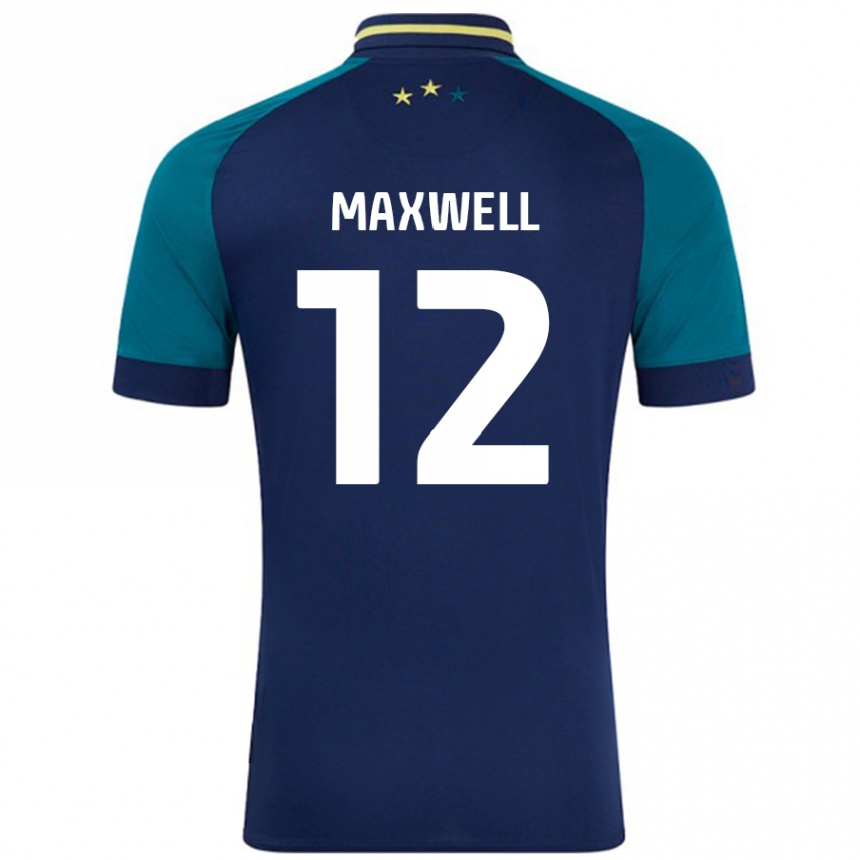 Niño Fútbol Camiseta Chris Maxwell #12 Azul Marino Verde Oscuro 2ª Equipación 2024/25