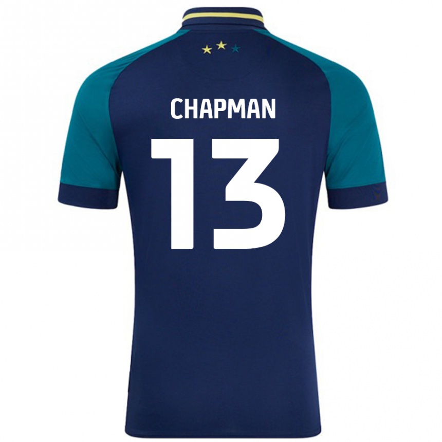 Niño Fútbol Camiseta Jacob Chapman #13 Azul Marino Verde Oscuro 2ª Equipación 2024/25