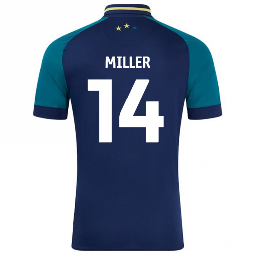 Niño Fútbol Camiseta Mickel Miller #14 Azul Marino Verde Oscuro 2ª Equipación 2024/25