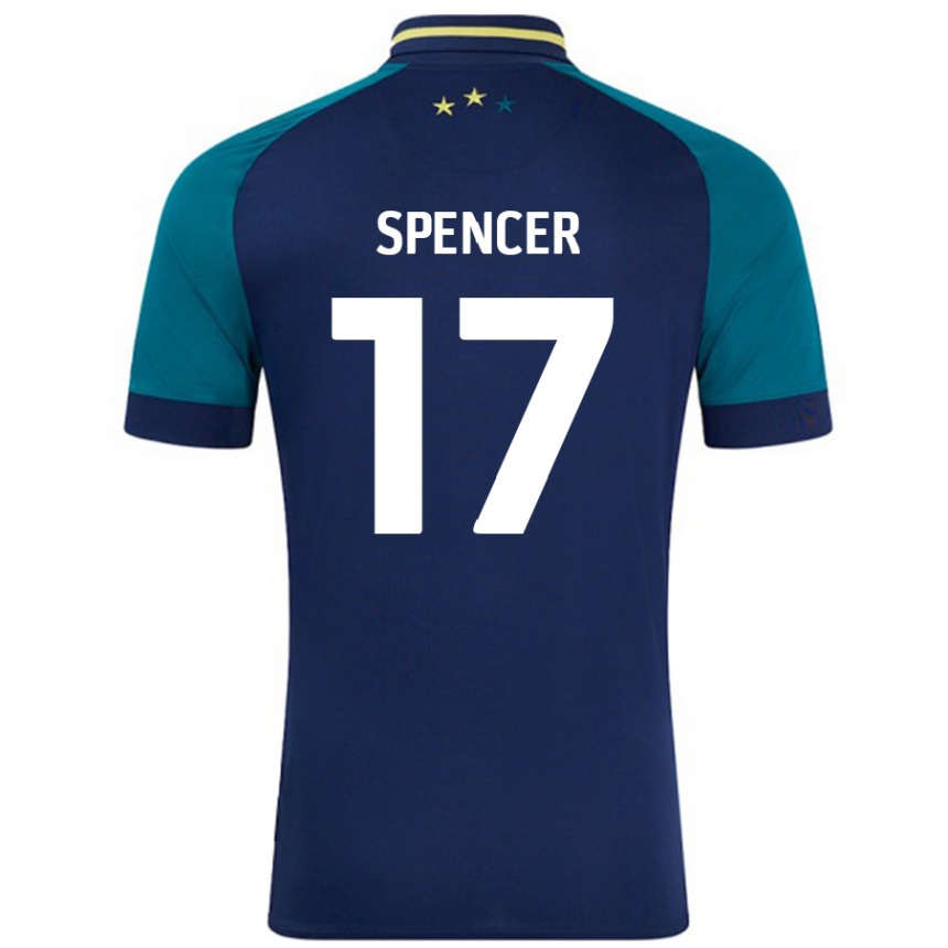 Niño Fútbol Camiseta Brodie Spencer #17 Azul Marino Verde Oscuro 2ª Equipación 2024/25