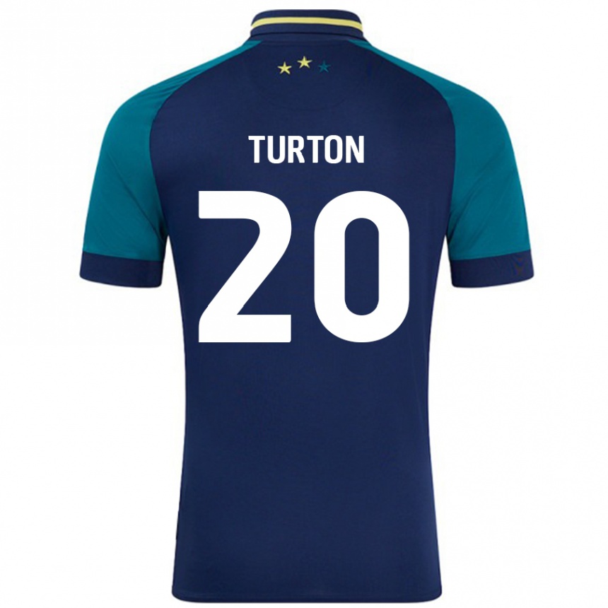 Niño Fútbol Camiseta Ollie Turton #20 Azul Marino Verde Oscuro 2ª Equipación 2024/25