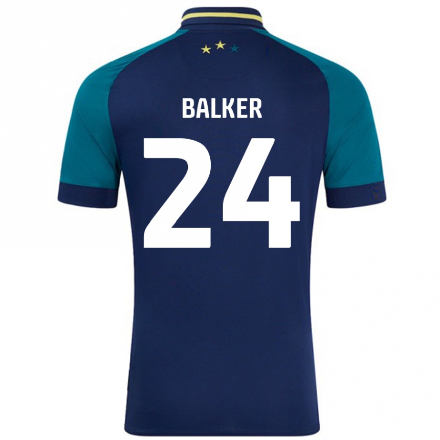 Niño Fútbol Camiseta Radinio Balker #24 Azul Marino Verde Oscuro 2ª Equipación 2024/25