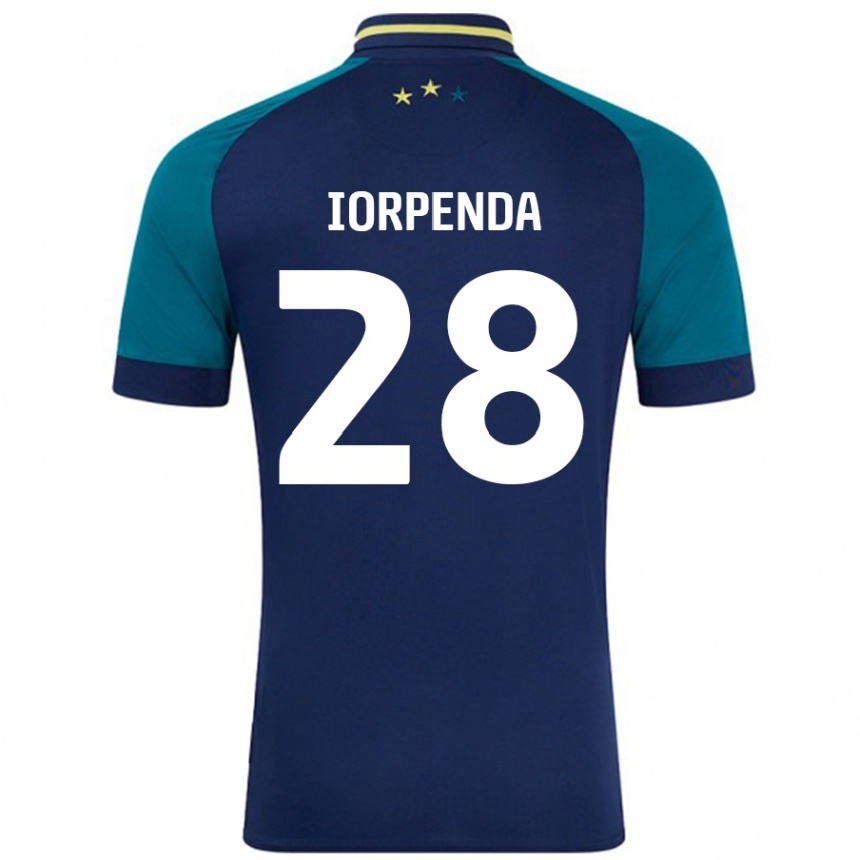 Niño Fútbol Camiseta Tom Iorpenda #28 Azul Marino Verde Oscuro 2ª Equipación 2024/25