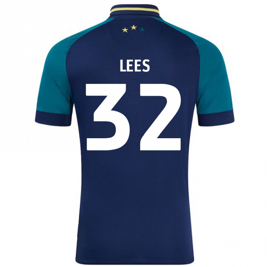 Niño Fútbol Camiseta Tom Lees #32 Azul Marino Verde Oscuro 2ª Equipación 2024/25