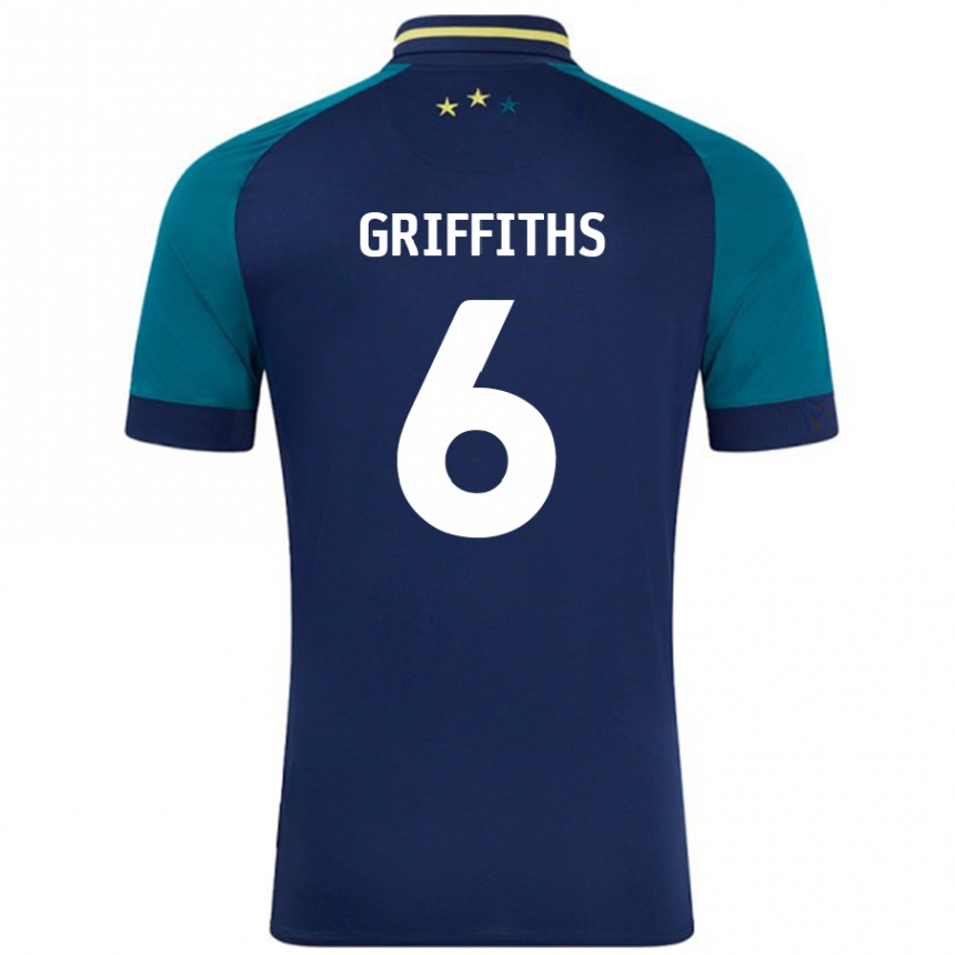 Niño Fútbol Camiseta Lauren Griffiths #6 Azul Marino Verde Oscuro 2ª Equipación 2024/25