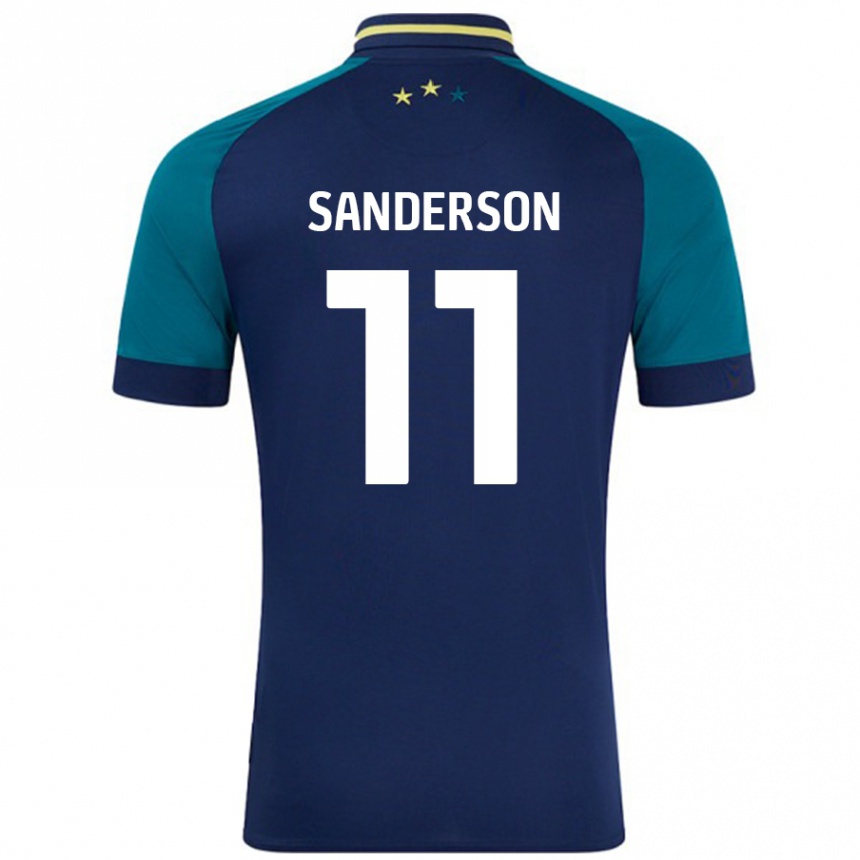 Niño Fútbol Camiseta Brittany Sanderson #11 Azul Marino Verde Oscuro 2ª Equipación 2024/25