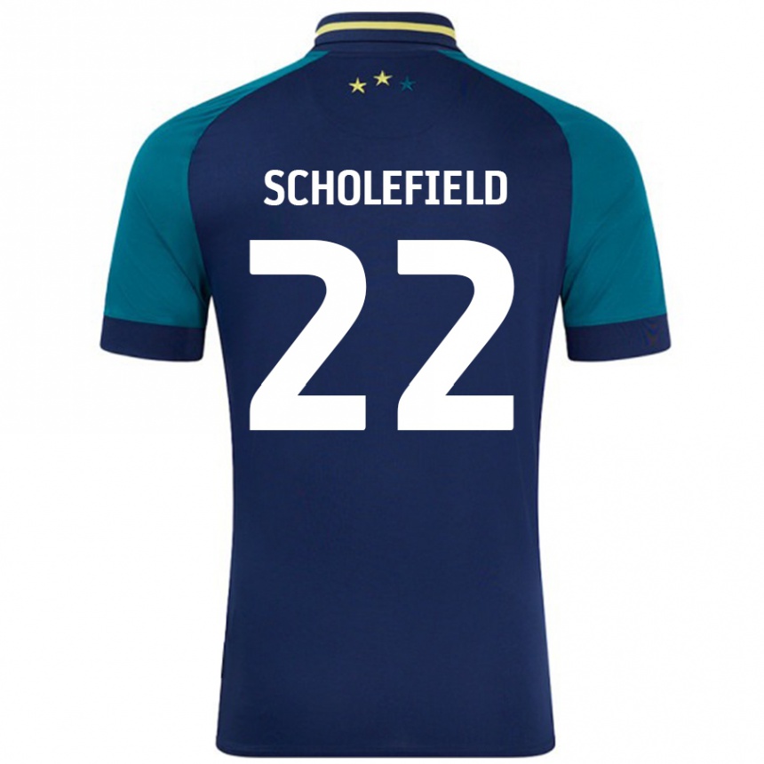 Niño Fútbol Camiseta Lois Scholefield #22 Azul Marino Verde Oscuro 2ª Equipación 2024/25