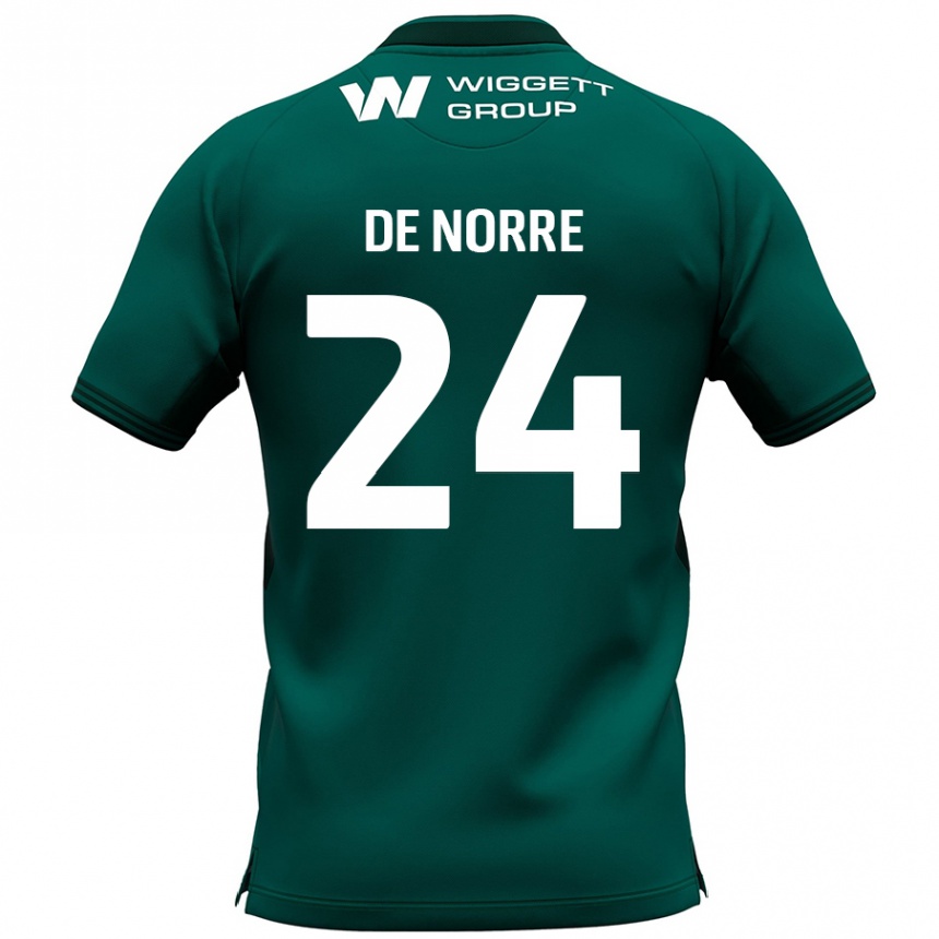 Niño Fútbol Camiseta Casper De Norre #24 Verde 2ª Equipación 2024/25