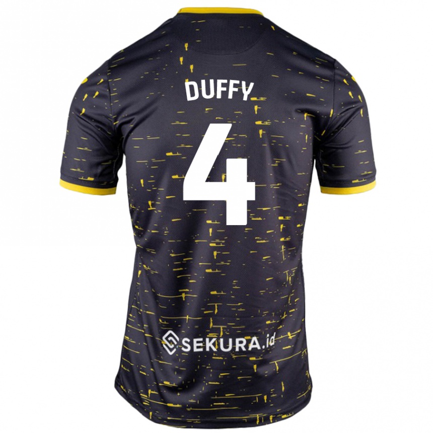 Niño Fútbol Camiseta Shane Duffy #4 Negro Amarillo 2ª Equipación 2024/25