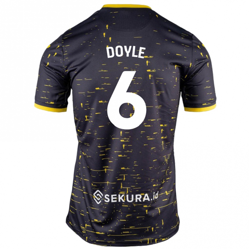 Niño Fútbol Camiseta Callum Doyle #6 Negro Amarillo 2ª Equipación 2024/25