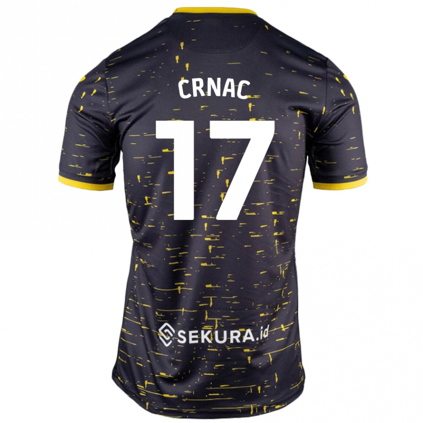 Niño Fútbol Camiseta Ante Crnac #17 Negro Amarillo 2ª Equipación 2024/25