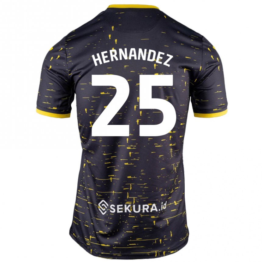 Niño Fútbol Camiseta Onel Hernández #25 Negro Amarillo 2ª Equipación 2024/25