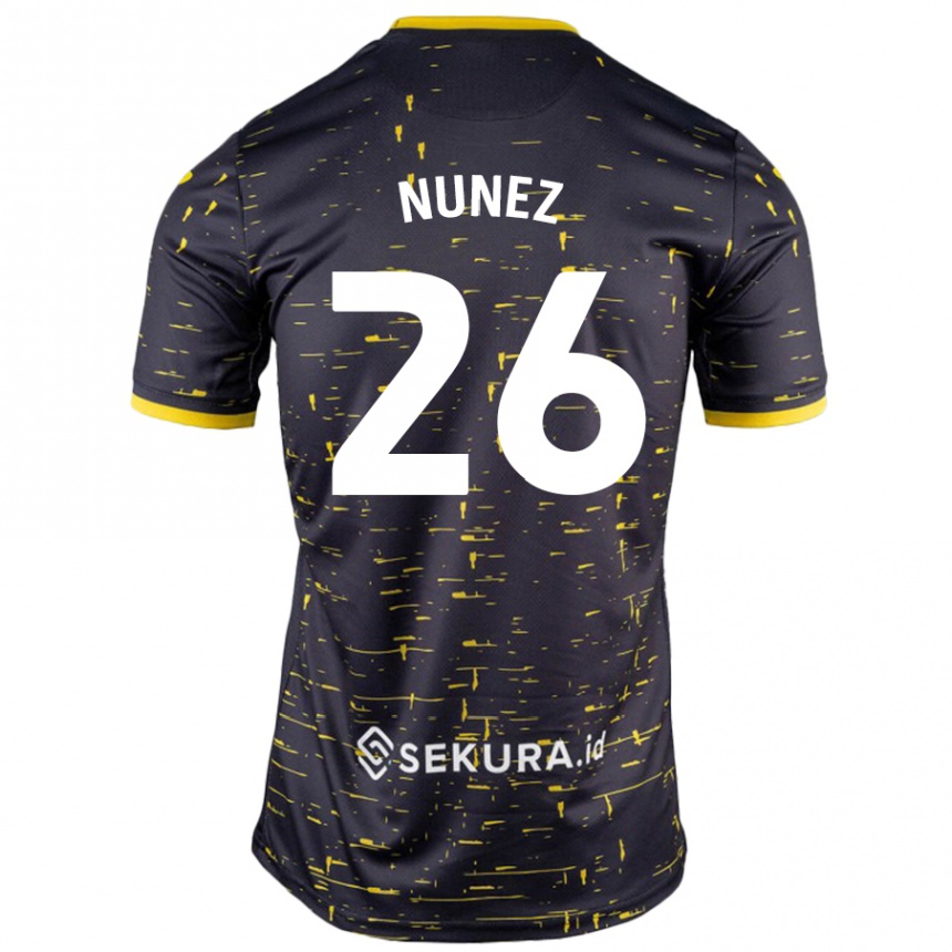 Niño Fútbol Camiseta Marcelino Núñez #26 Negro Amarillo 2ª Equipación 2024/25