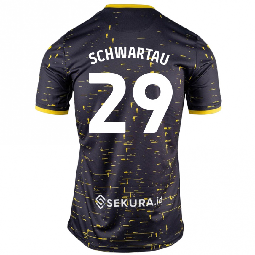 Niño Fútbol Camiseta Oscar Schwartau #29 Negro Amarillo 2ª Equipación 2024/25