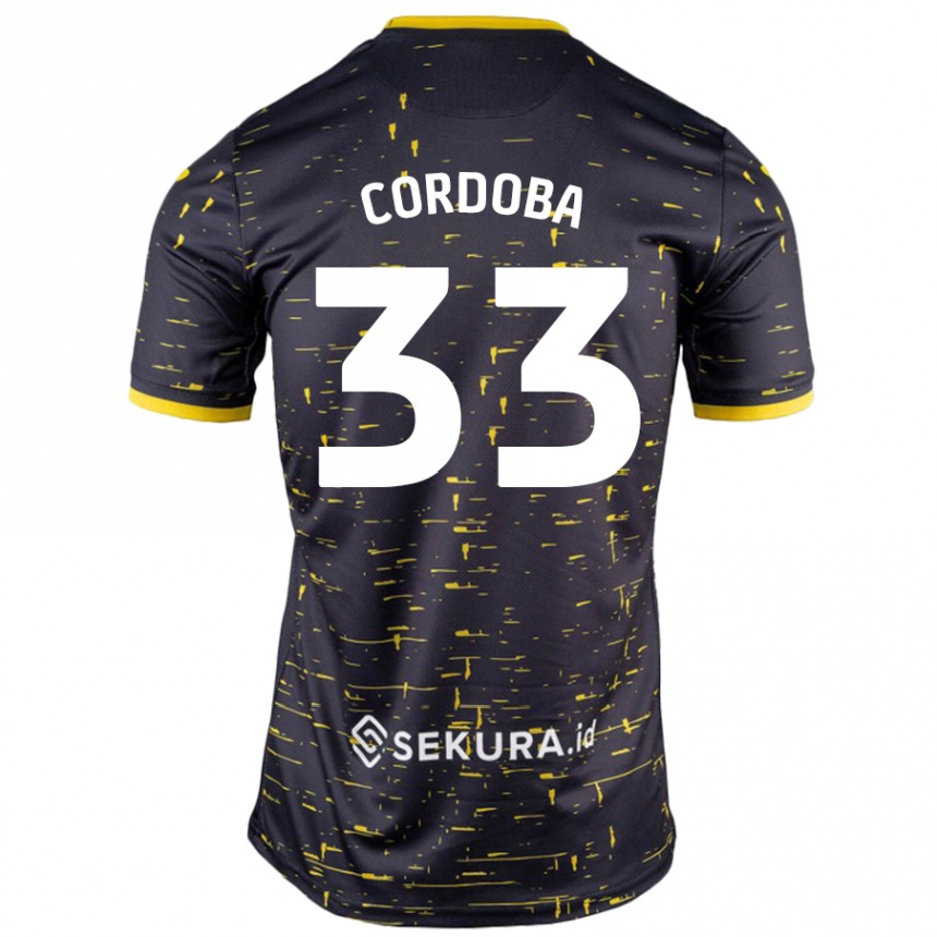 Niño Fútbol Camiseta José Córdoba #33 Negro Amarillo 2ª Equipación 2024/25