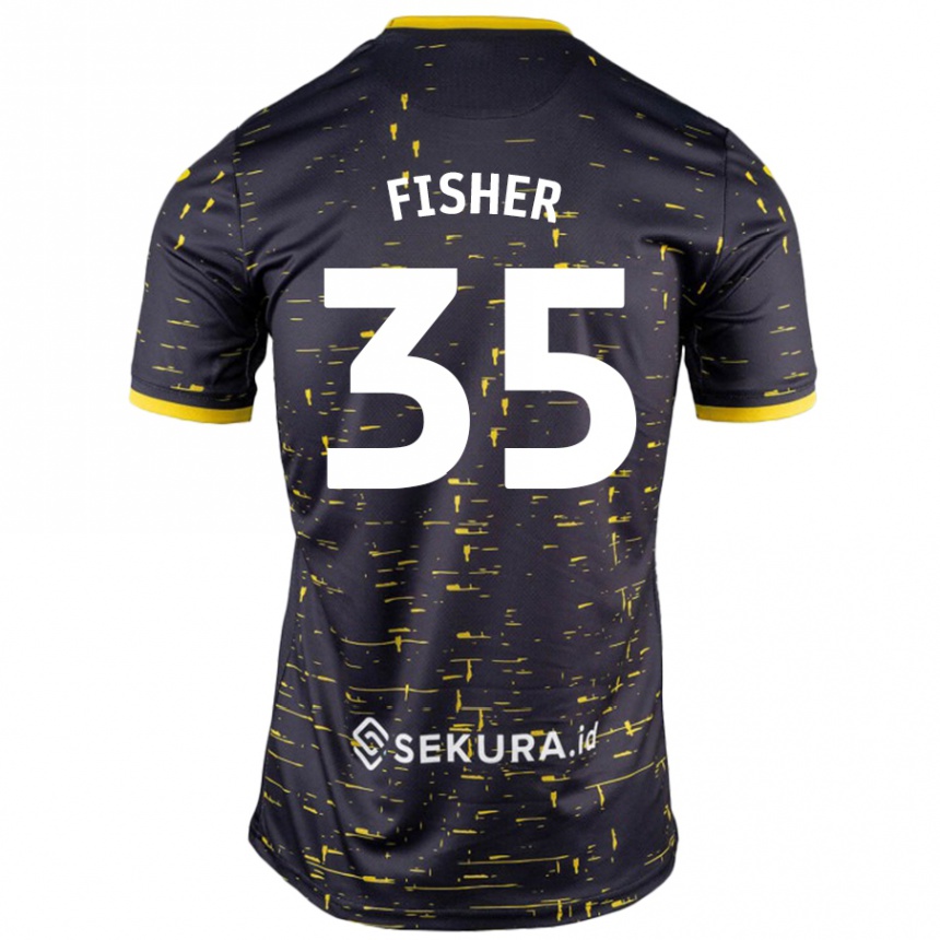 Niño Fútbol Camiseta Kellen Fisher #35 Negro Amarillo 2ª Equipación 2024/25