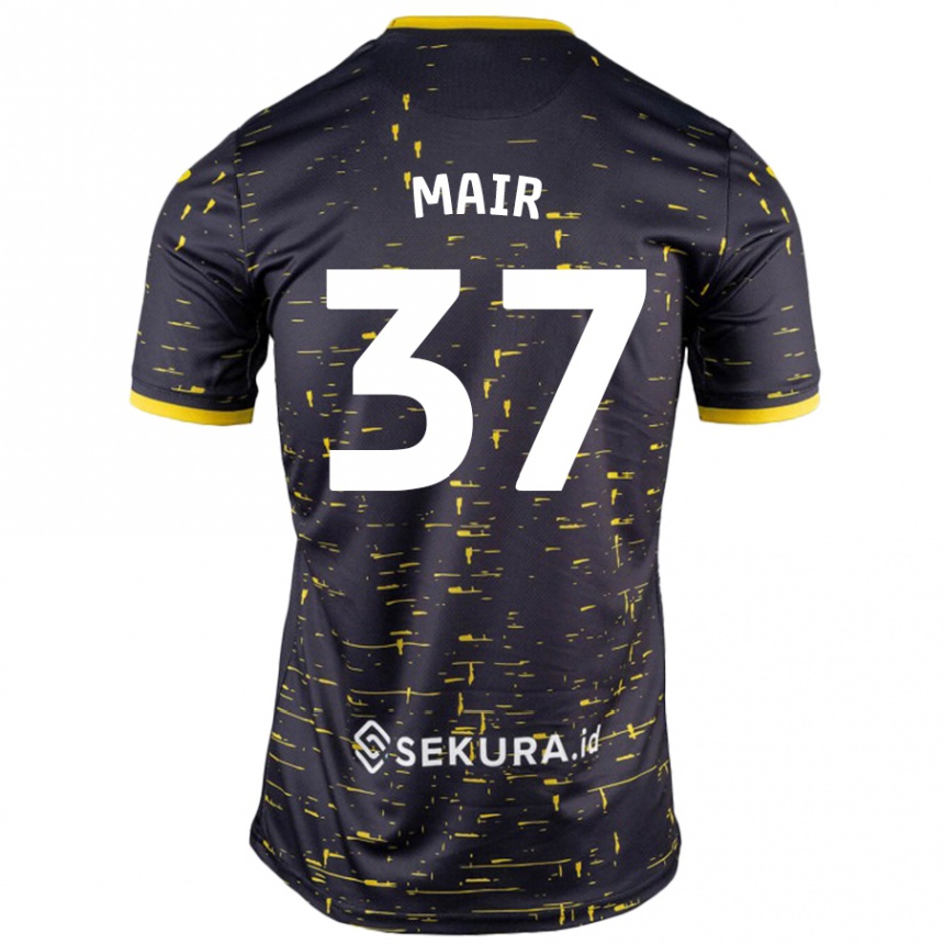 Niño Fútbol Camiseta Archie Mair #37 Negro Amarillo 2ª Equipación 2024/25