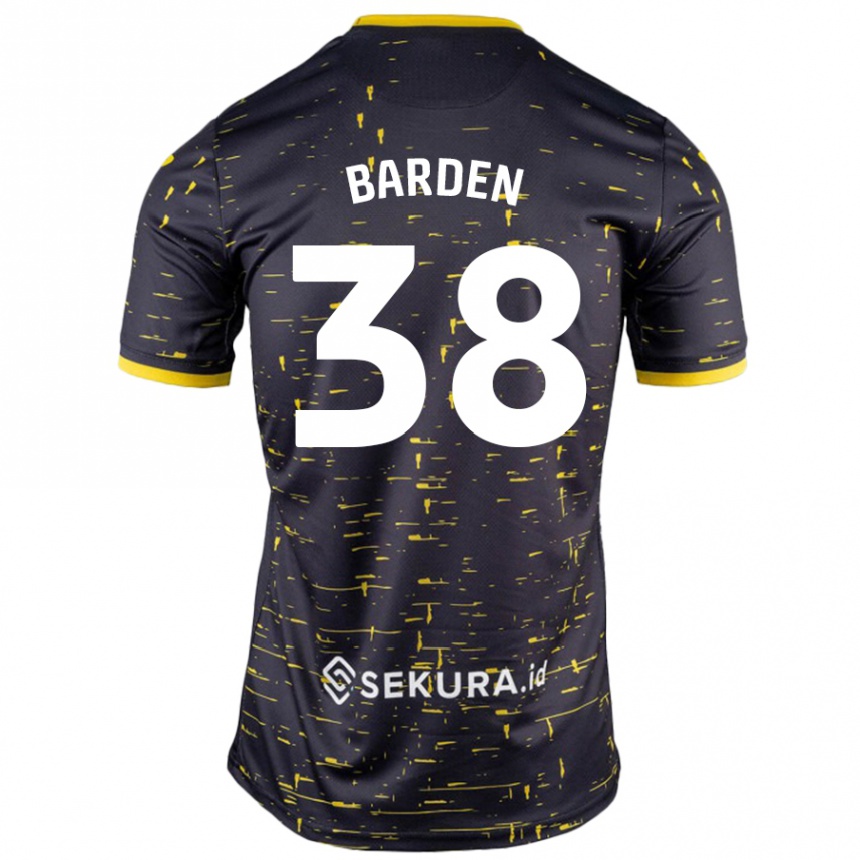 Niño Fútbol Camiseta Daniel Barden #38 Negro Amarillo 2ª Equipación 2024/25