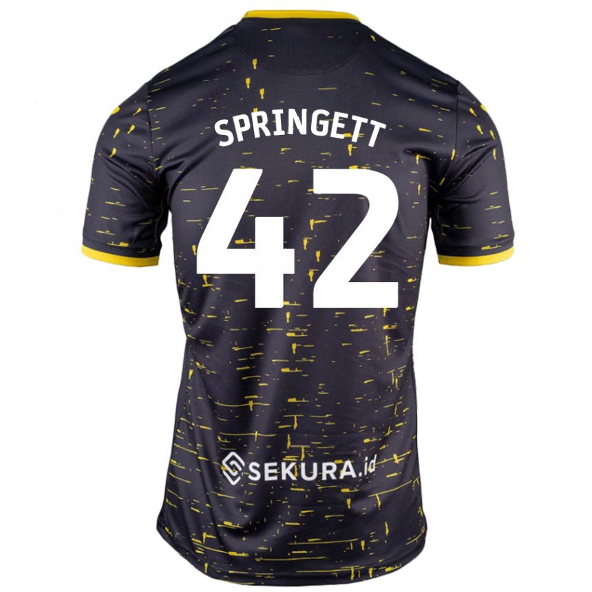 Niño Fútbol Camiseta Tony Springett #42 Negro Amarillo 2ª Equipación 2024/25