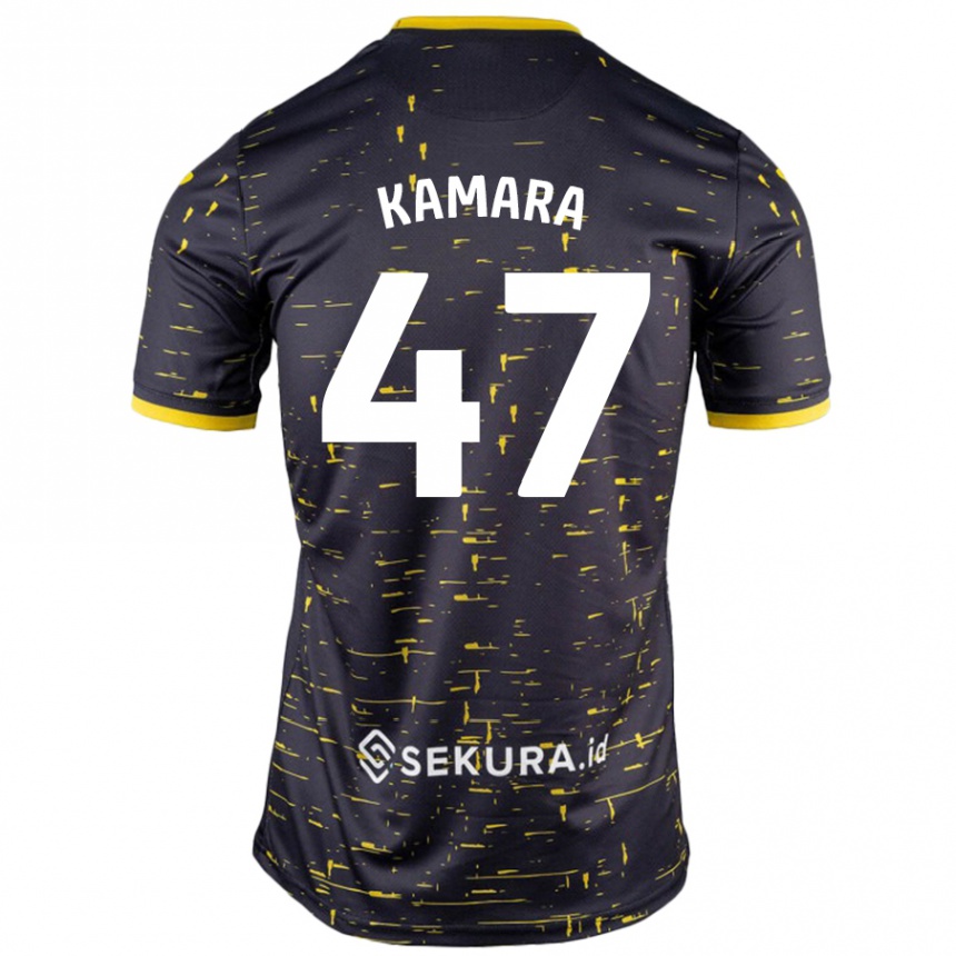 Niño Fútbol Camiseta Abu Kamara #47 Negro Amarillo 2ª Equipación 2024/25