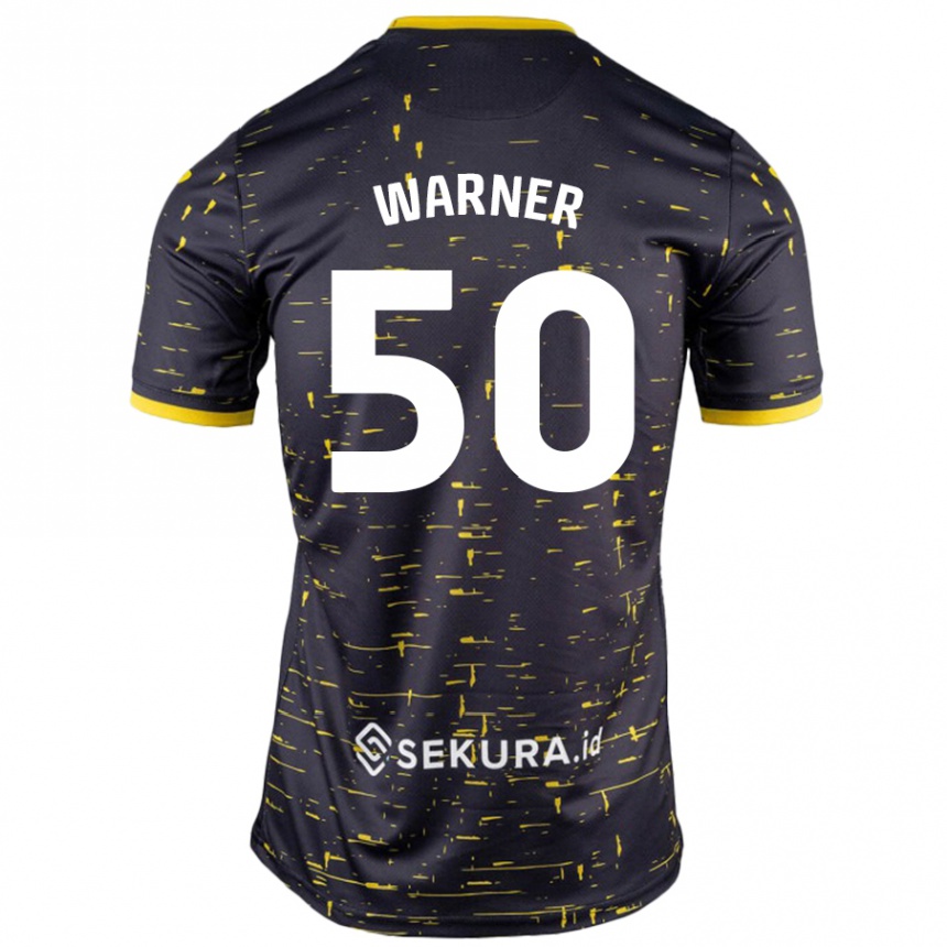 Niño Fútbol Camiseta Jaden Warner #50 Negro Amarillo 2ª Equipación 2024/25