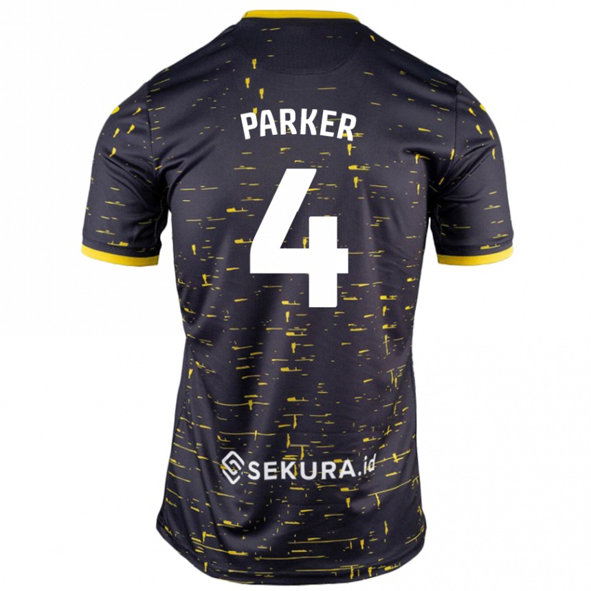 Niño Fútbol Camiseta Alice Parker #4 Negro Amarillo 2ª Equipación 2024/25