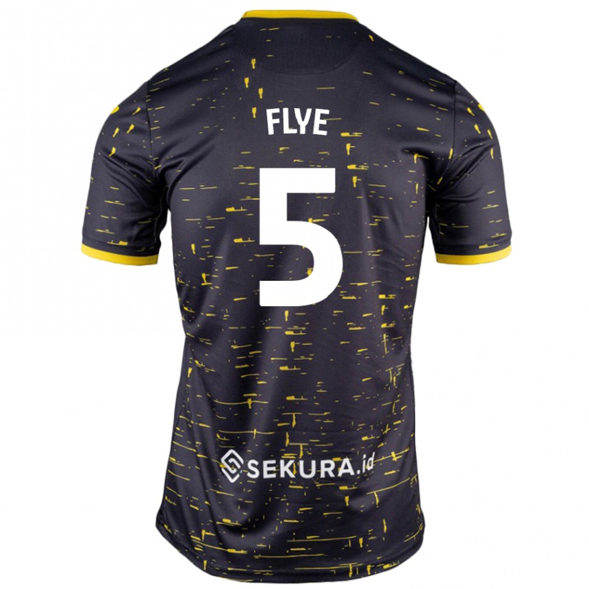 Niño Fútbol Camiseta Ceri Flye #5 Negro Amarillo 2ª Equipación 2024/25