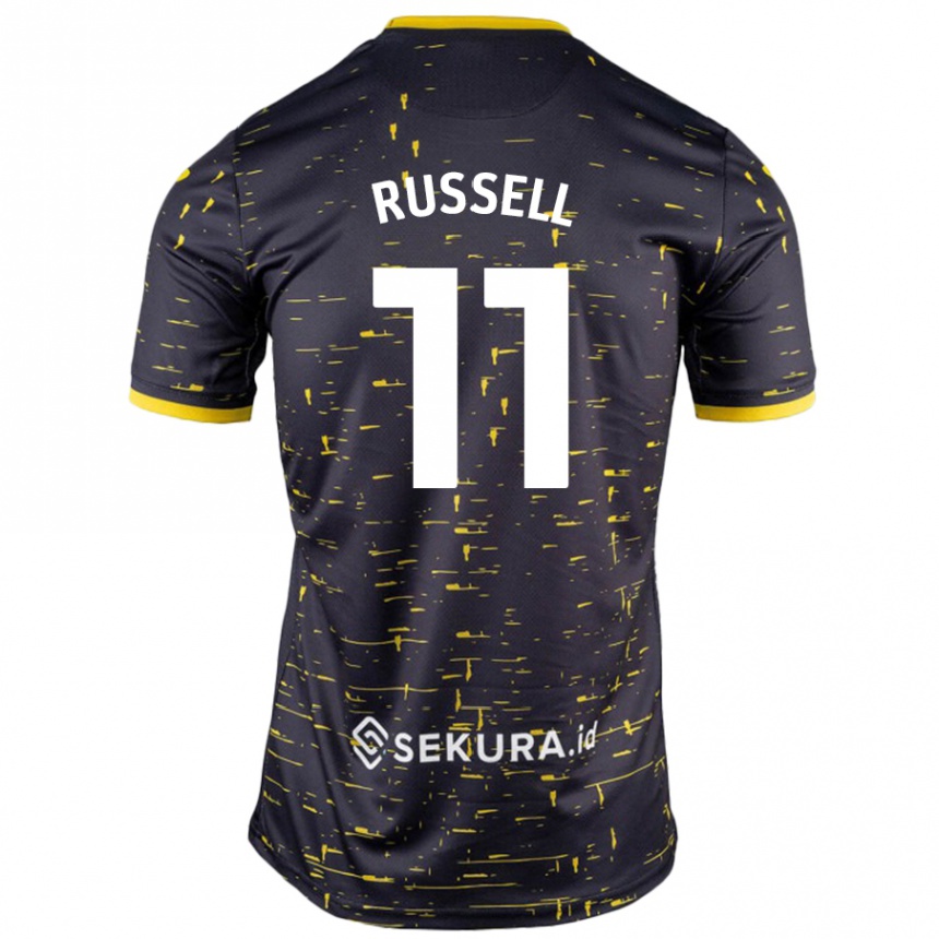 Niño Fútbol Camiseta Rebecca Russell #11 Negro Amarillo 2ª Equipación 2024/25