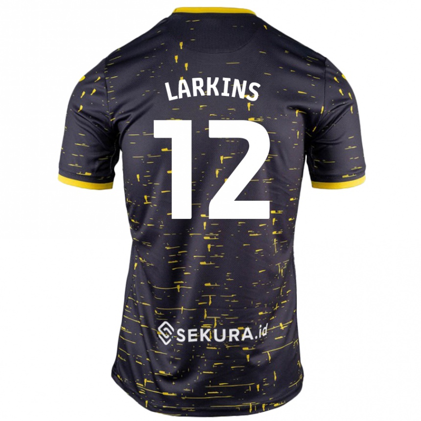 Niño Fútbol Camiseta Anna Larkins #12 Negro Amarillo 2ª Equipación 2024/25