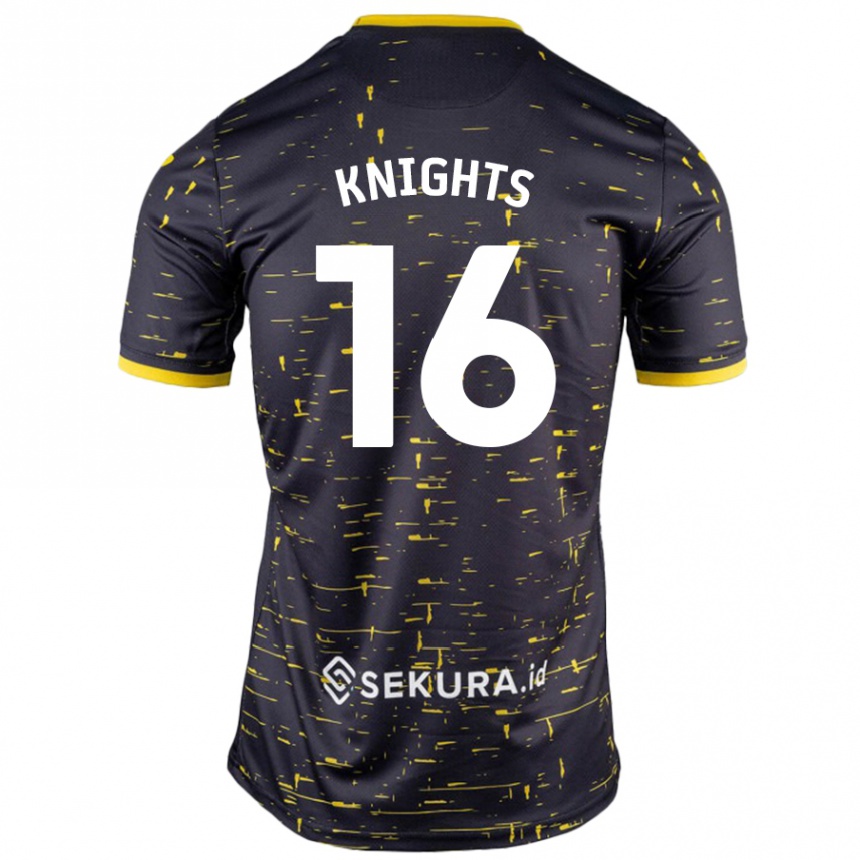 Niño Fútbol Camiseta Katie Knights #16 Negro Amarillo 2ª Equipación 2024/25