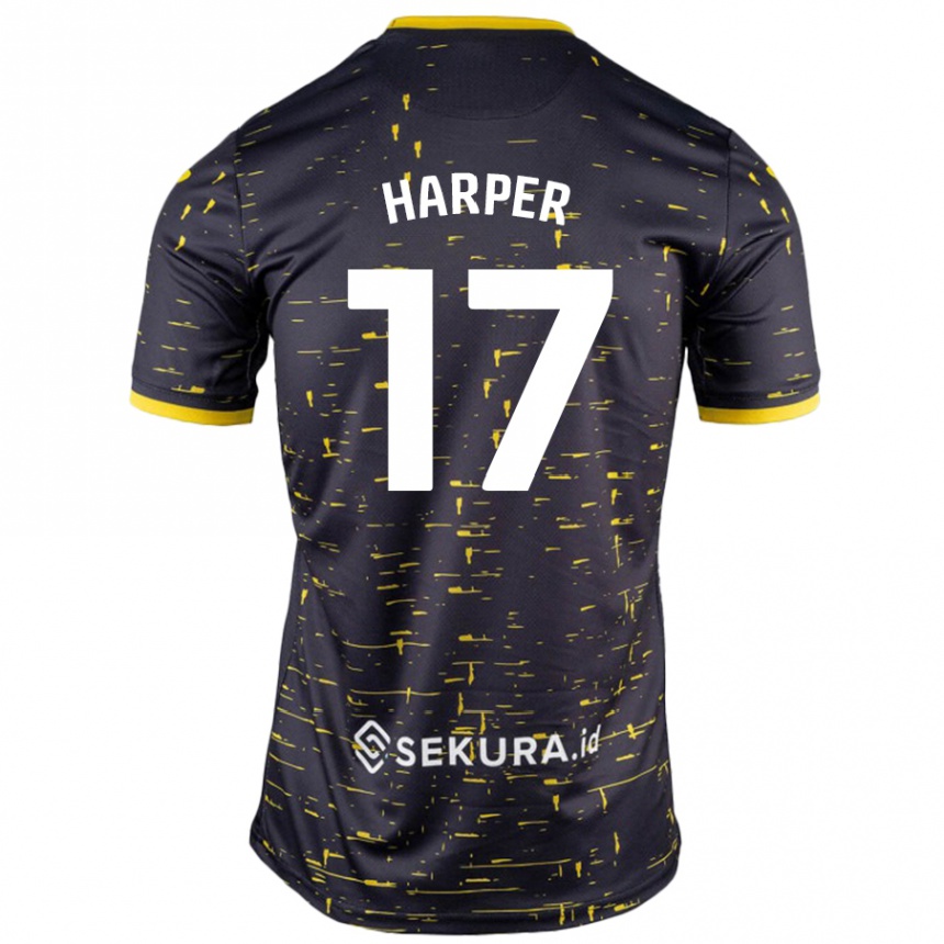 Niño Fútbol Camiseta Jess Harper #17 Negro Amarillo 2ª Equipación 2024/25