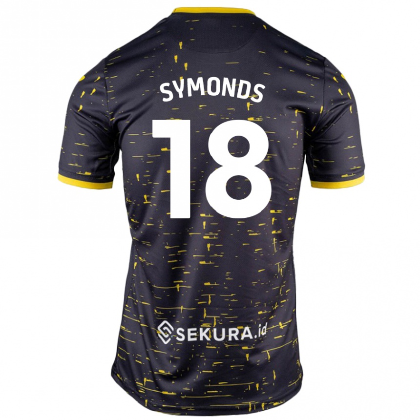 Niño Fútbol Camiseta Freya Symonds #18 Negro Amarillo 2ª Equipación 2024/25