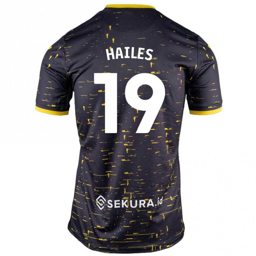 Niño Fútbol Camiseta Lauren Hailes #19 Negro Amarillo 2ª Equipación 2024/25