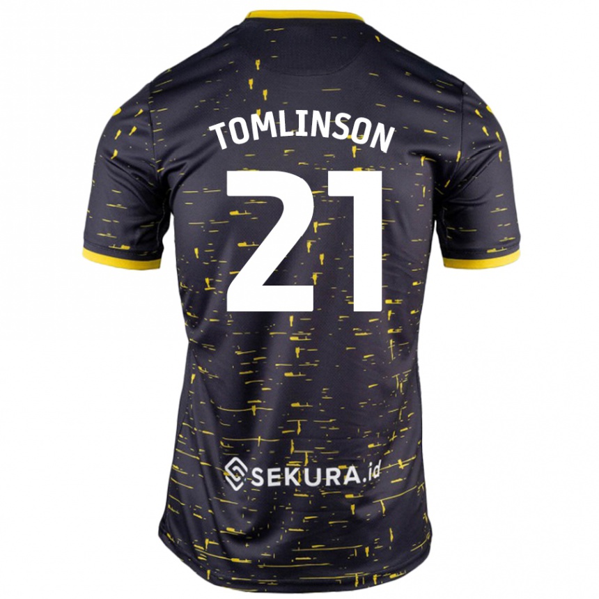 Niño Fútbol Camiseta Lauren Tomlinson #21 Negro Amarillo 2ª Equipación 2024/25