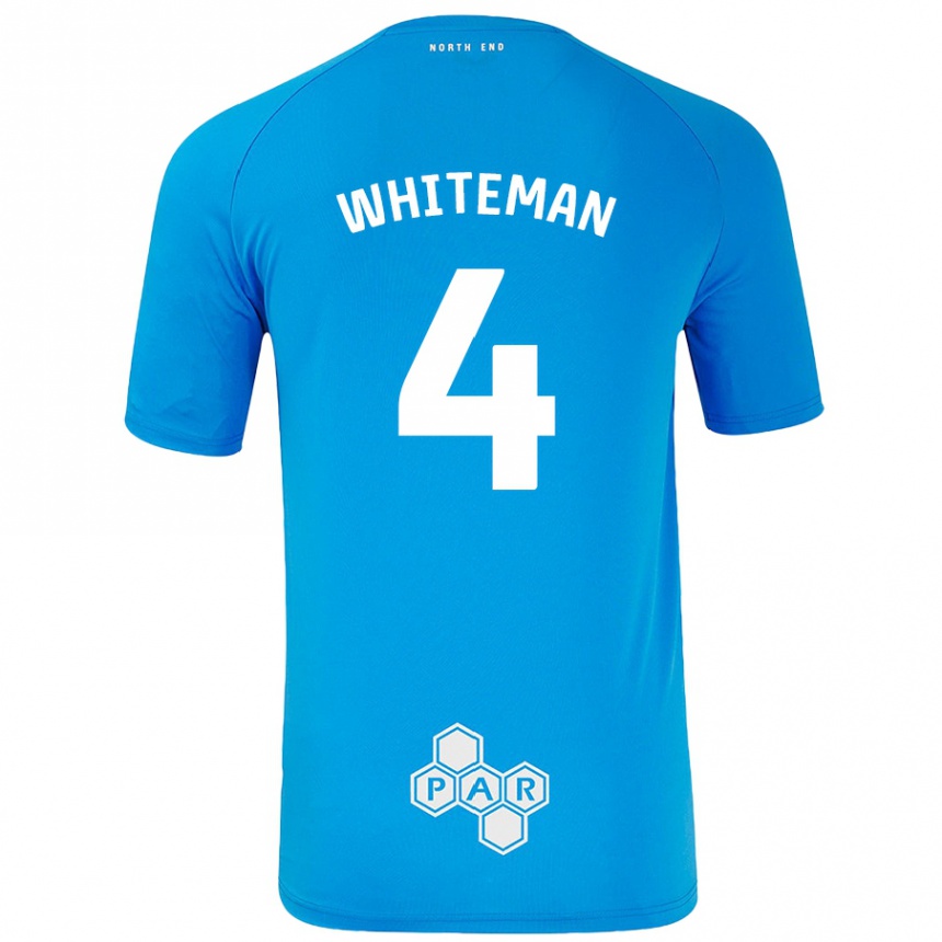 Niño Fútbol Camiseta Ben Whiteman #4 Azul Cielo 2ª Equipación 2024/25