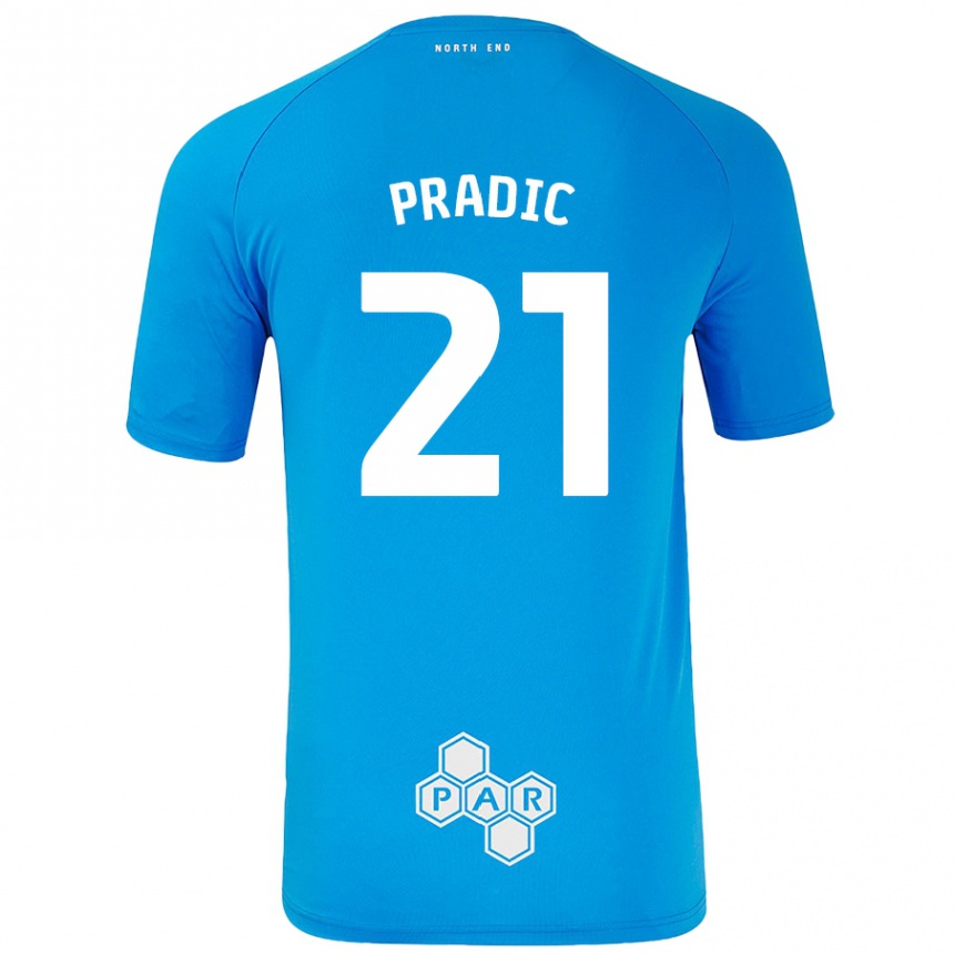 Niño Fútbol Camiseta James Pradic #21 Azul Cielo 2ª Equipación 2024/25