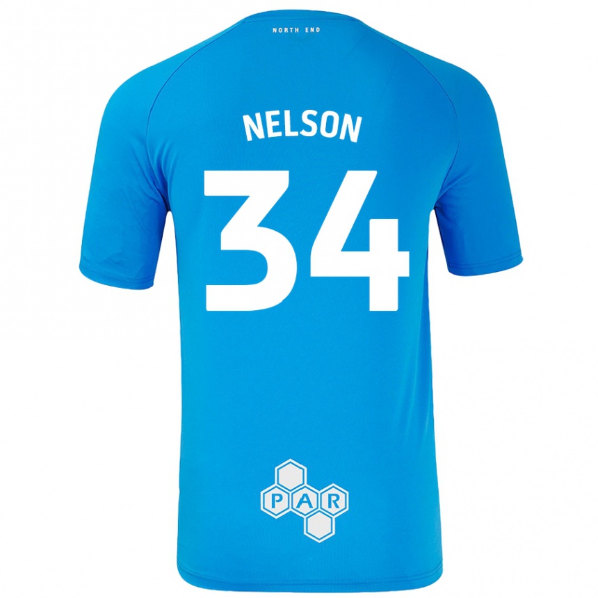 Niño Fútbol Camiseta Kitt Nelson #34 Azul Cielo 2ª Equipación 2024/25